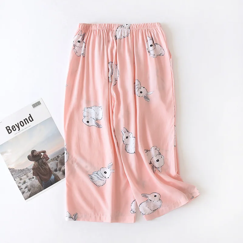 Летние свободные брюки длиной до икры прохладная дышащая хлопковая ночная