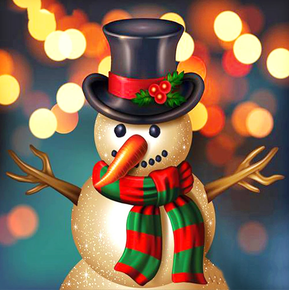 Алмазная 5D картина с рождественским рисунком снеговика полноразмерная вышивка