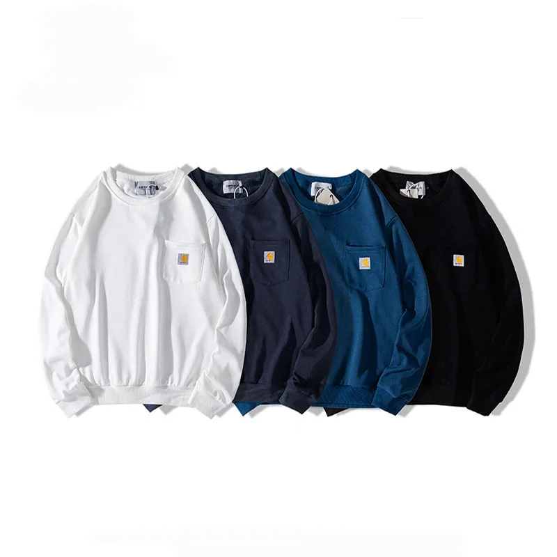 

Мужской свободный свитер Carhart в простом стиле, Модный пуловер из чистого хлопка с круглым вырезом, высококачественный Повседневный свитер
