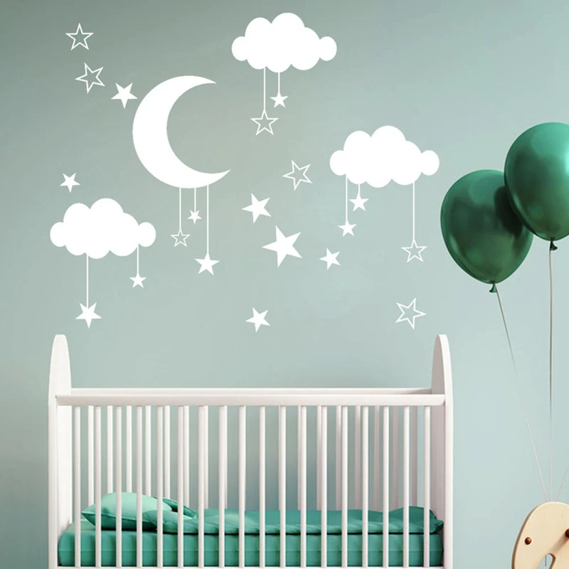 

Home Decor Mural Clouds Nursery Children Bedroom Decor Sticker Wall Decal Baby Nursery Room Cloud,Stars and Moon Wall Sticker
