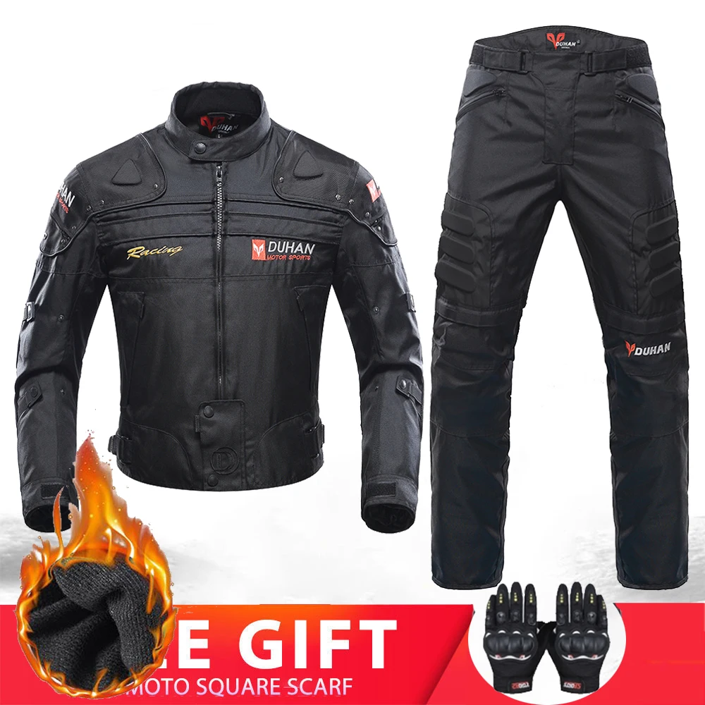 Motorcycle Jacket Winter Men Motorcycle Racing Suit Protective Gear Chaqueta Moto Hombre Hip Protector Moto Clothing Set Black