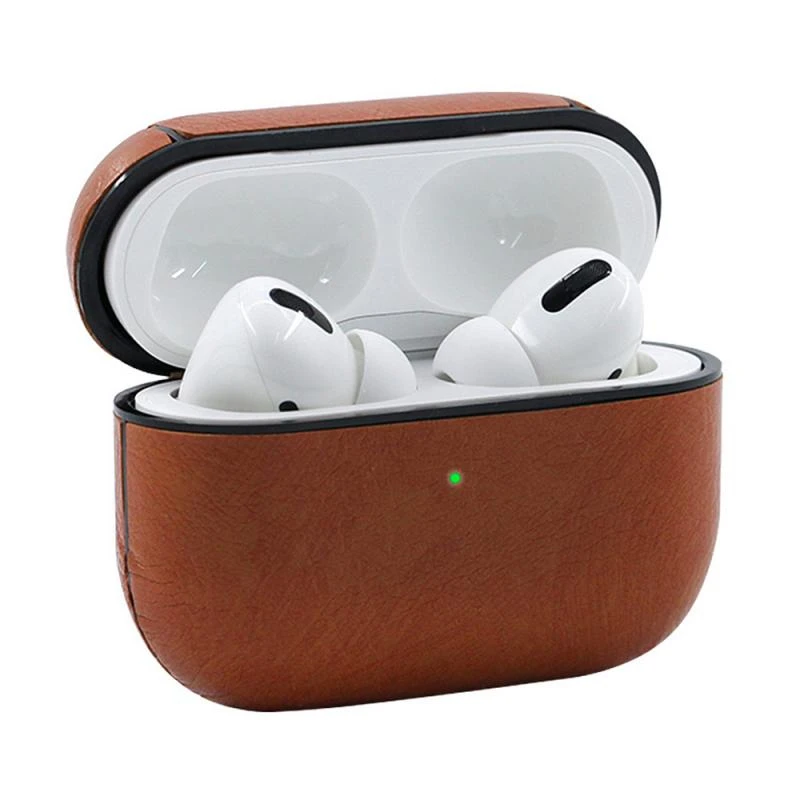 Кожаный чехол для наушников Airpods Pro внутренняя оболочка из поликарбоната +