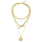 Женское винтажное многослойное ожерелье с подвеской-цепочкой