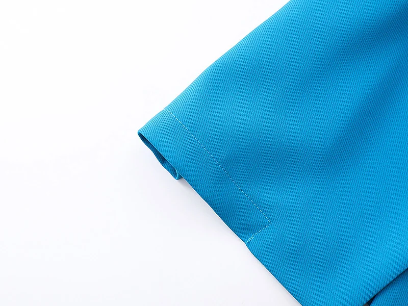 

[EAM] Women Blue Brief Short Blazer New Lapel Half Puff Sleeve Loose Fit Jacket Fashion Tide Spring Summer 2021 1DE0205