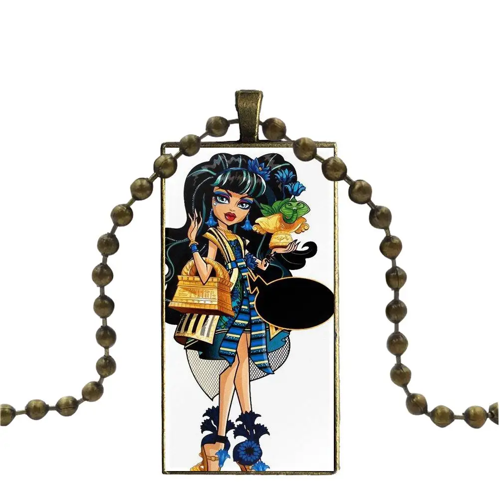 EJ glaze Monster High Cleo De Nile Бронзовое стекло кабошон с прямоугольной подвеской ожерелье