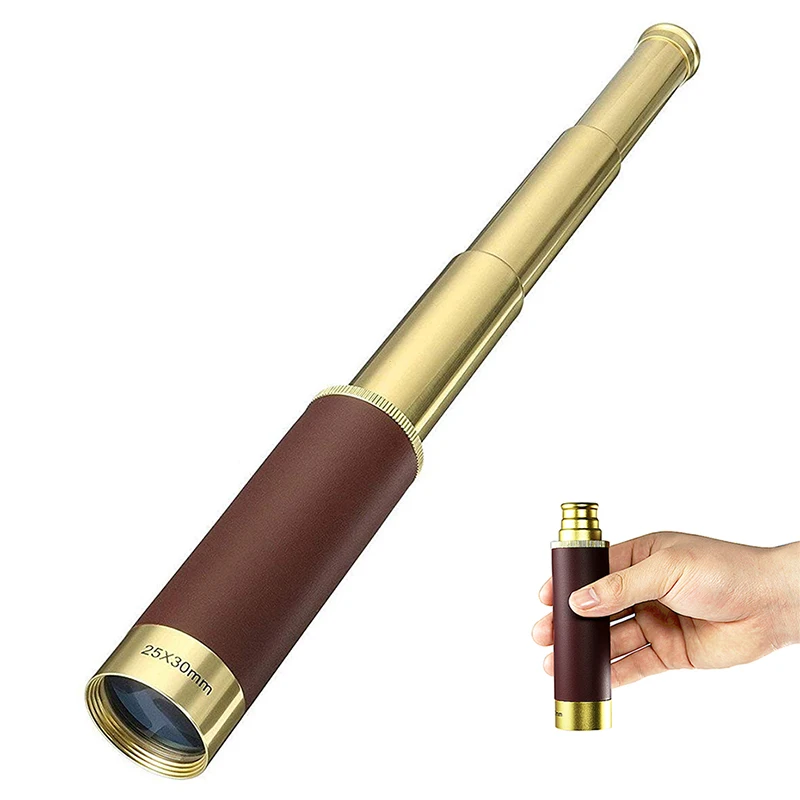 

High Power 25X30 Monocular Retro Pirate Adjustable Copper Material Portable Telescope Optics Nautical Spyglass Maritime Hunting