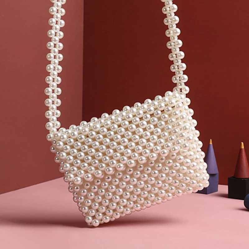 Luxury Hand-woven Pearl Bags Lady Shoulder Bag Women Party Vintage Handbag Small Flap Mini Cross body | Багаж и сумки