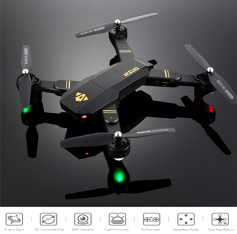 VISUO XS809HW Дрон 2MP широкоугольный wifi FPV камера Дроны с камерой 0.3MP селфи складной RC Квадрокоптер мини Дрон CS SG107