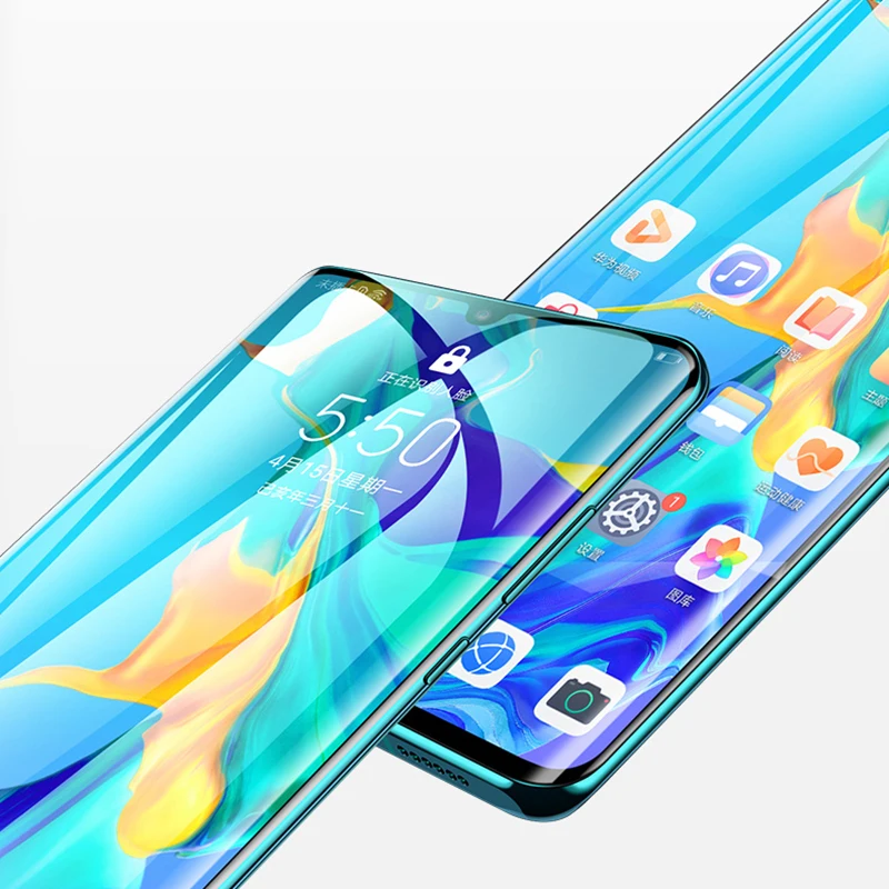 Жидкое закаленное стекло 100D с УФ клеем для Huawei P30 Pro защитная пленка экрана