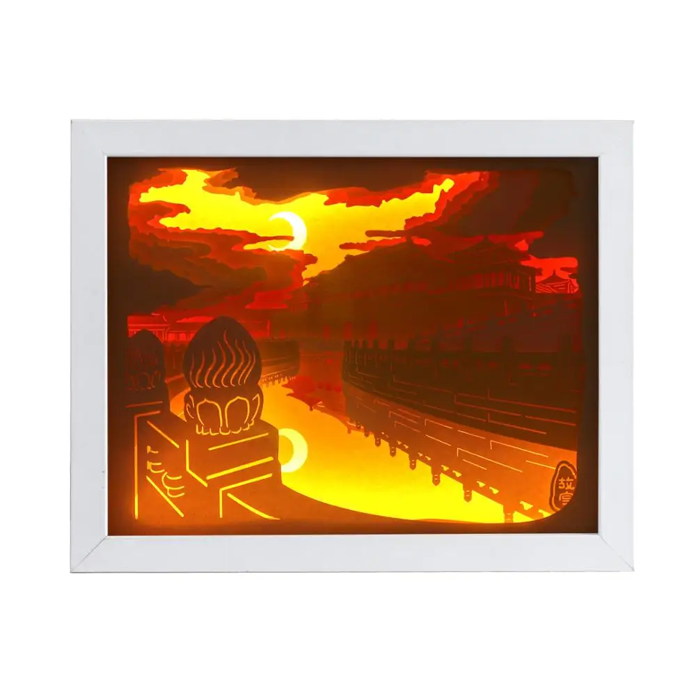 Laser Cut Paper Shadow Box Selling Decoration Frame Wall Art Light Painting Picture For Home Decor | Дом и сад