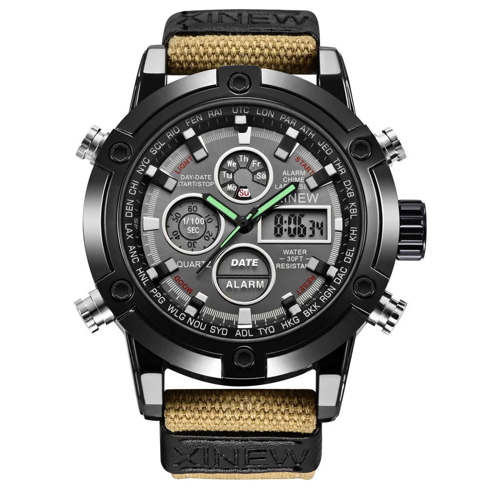 Часы наручные мужские водонепроницаемые спортивные брендовые в стиле милитари с