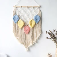 macrame wall hanging colorful leaf woven tapestry boho home decor hippie bohemian wall art bedroom living kids room decoration