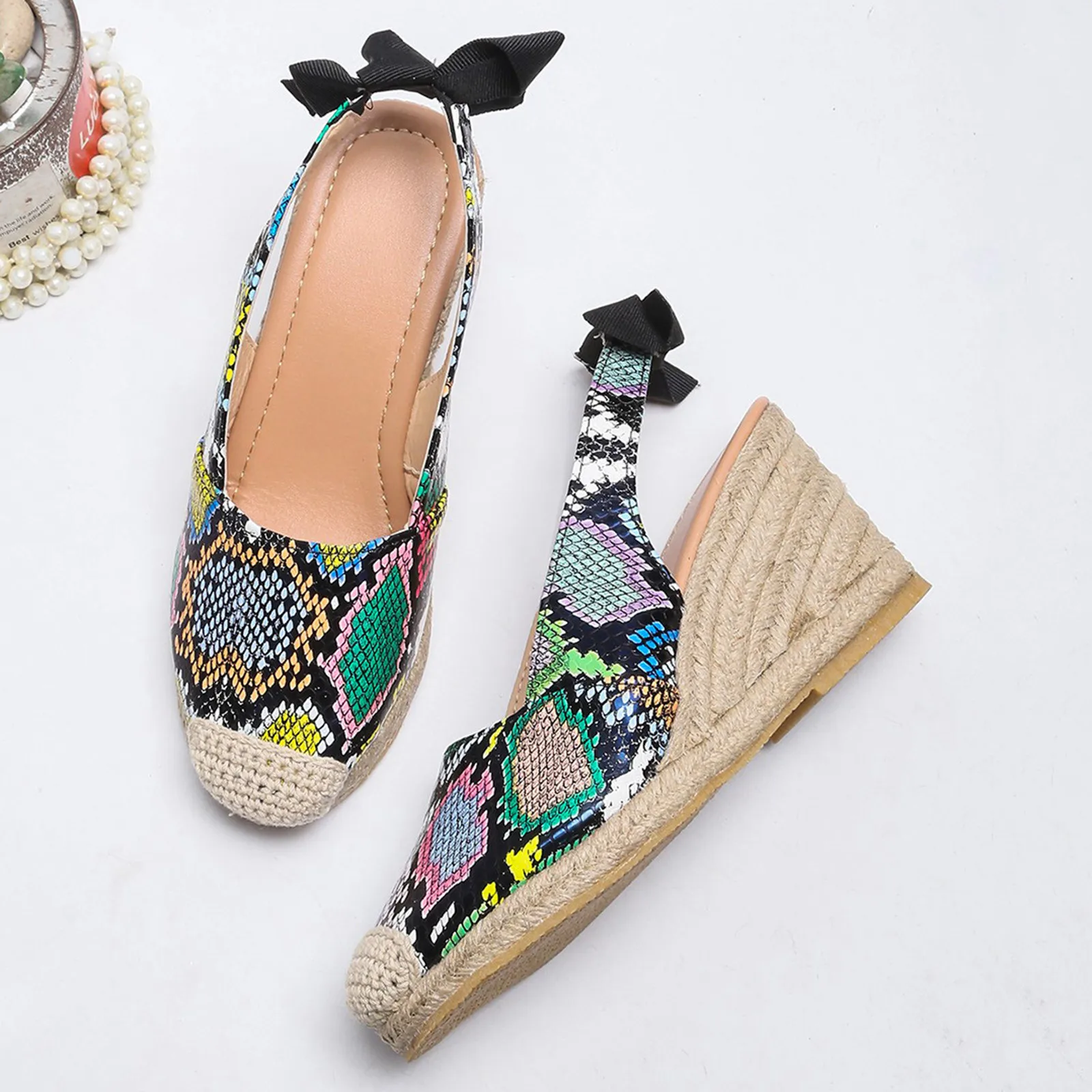 

Women's Sandals Ladies Fashion Solid Wedges Casual Serpentine Roman Shoes Sandals Comfortable And Soft Personality Sandals 2021