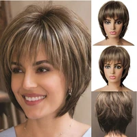 joybeauty women hair synthetic mixed blonde brown short wigs natural hair wigs heat resistant hair wig for women