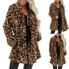 Новый Для женщин с изображением леопарда, с искусственным мехом, карманный пушистое пальто теплая зимняя одежда оверсайз длинное пальто кардиган Strickjacke детский манто 2021