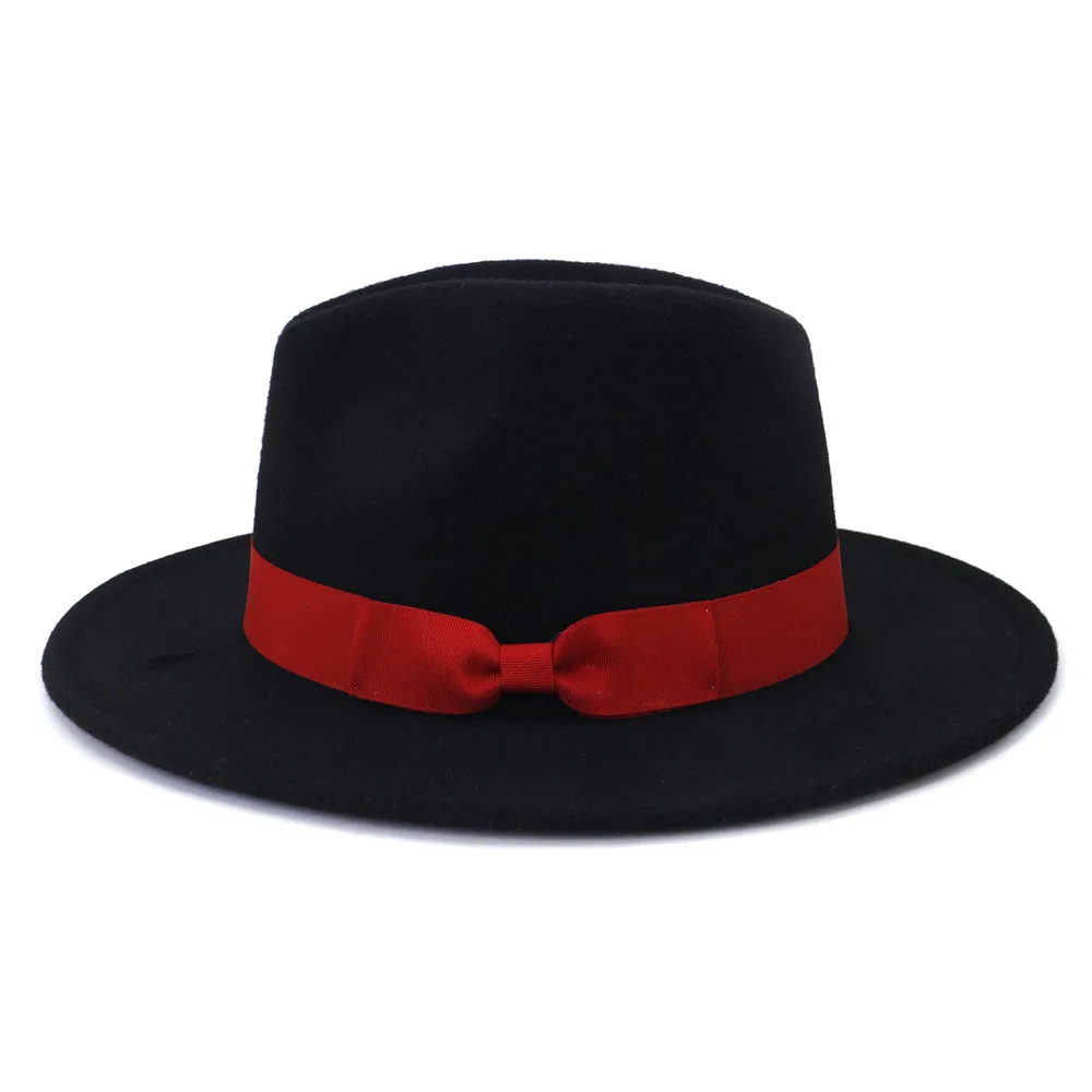 Бесплатная доставка классическая черная шляпа Федора женская джазовый топ с