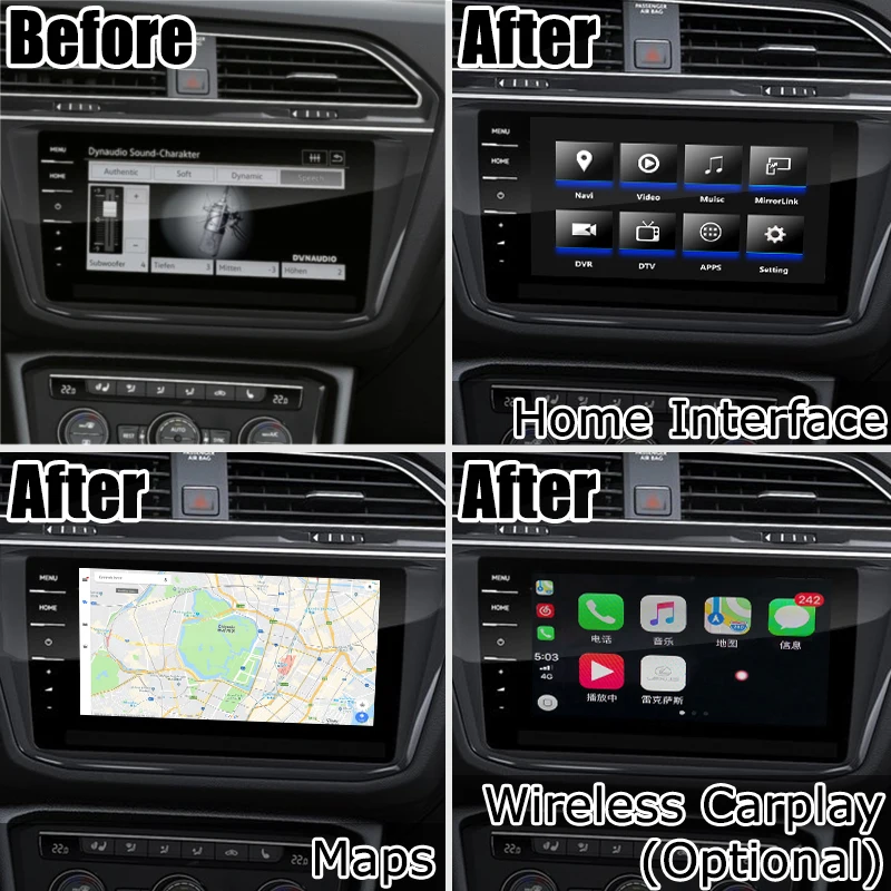 Интерфейс Android / carplay для Volkswagen Tiguan 2017 MIB MIB2 system 6 5 8 9 2 &quotAndroid видеоинтерфейс