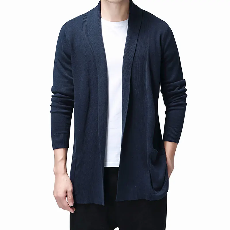 

Solid Cardigan Men Casual Knitted Cotton Sweater Men Clothes Long Style Mens Sweaters and Cardigans Coat Pull