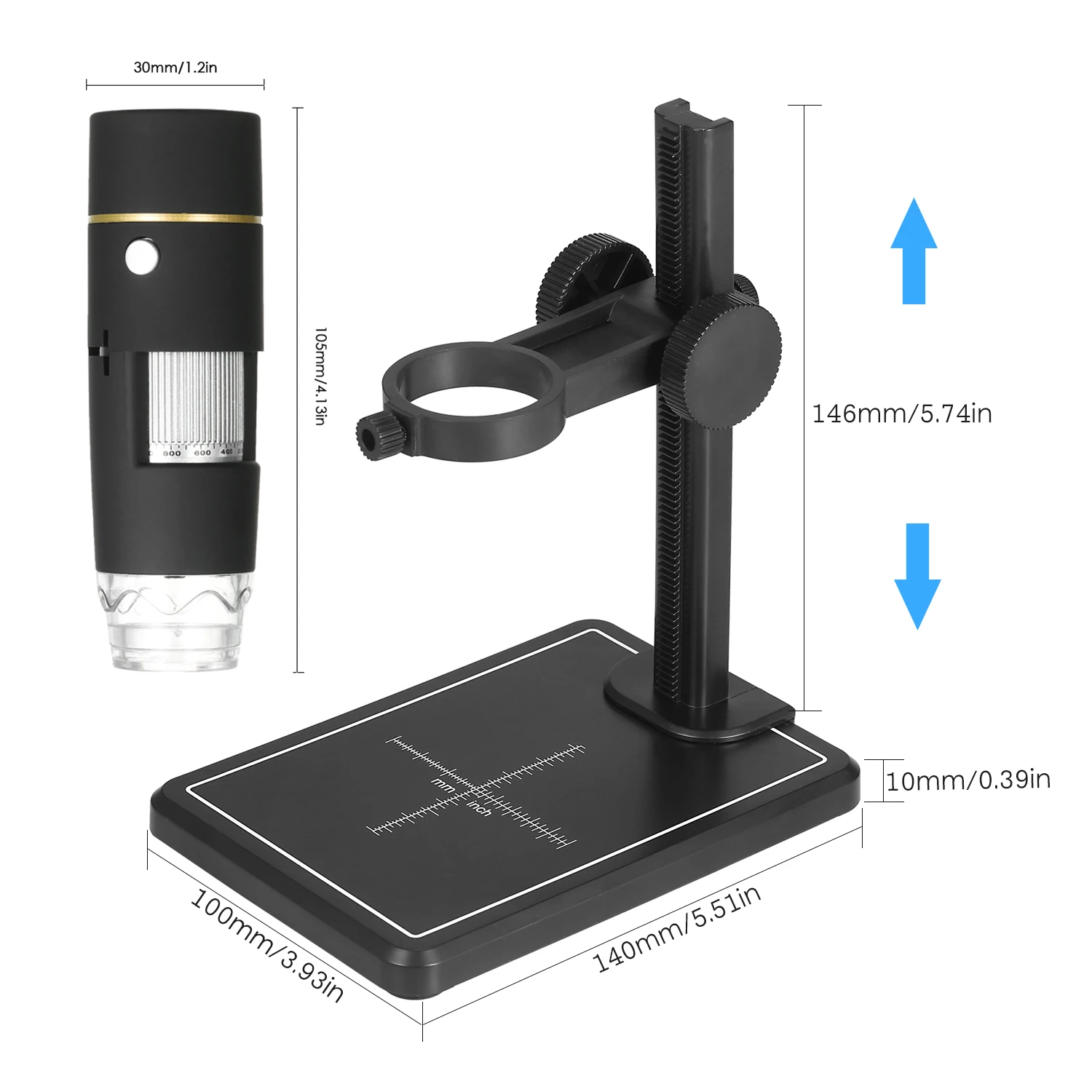 

1000X Magnification USB Digital Microscope with OTG Function Endoscope 8-LED Light Magnifying Glass Magnifier with Stand