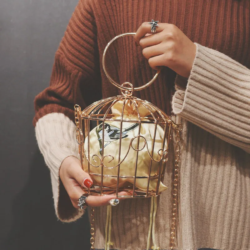 

Women Stylish Metal half nike wet Mini Bird Embroidery Crossbody Bag YH YH-17