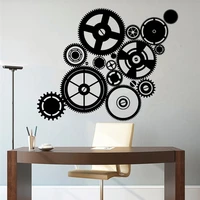 vinyl cog wall art steampunk design wheel artwork steam punk cogwheel decal gears decor clock wall decoration sticker hq320