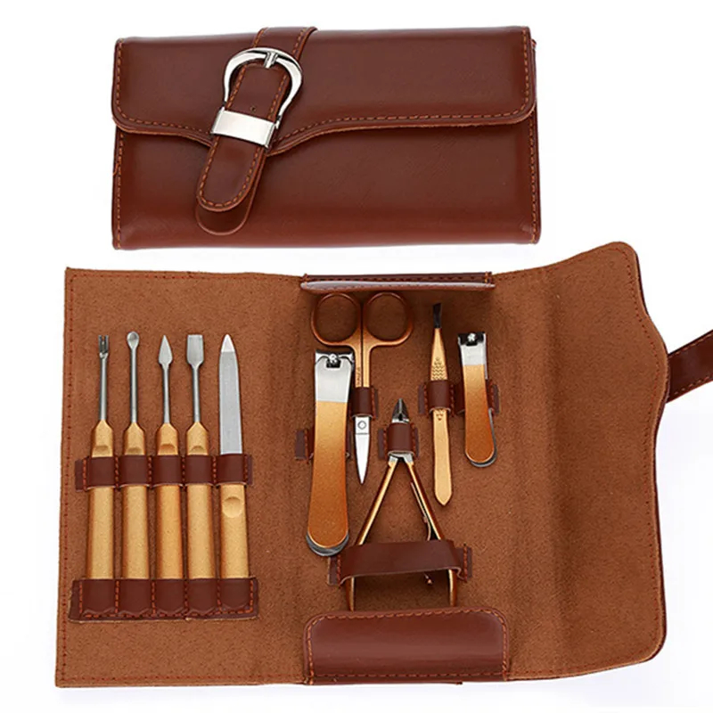 

Nail Clippers Beauty Manicure Tool Set Beauty Manicure Eyelash Clip Nail Clipper Set with Handmade Leather Bag