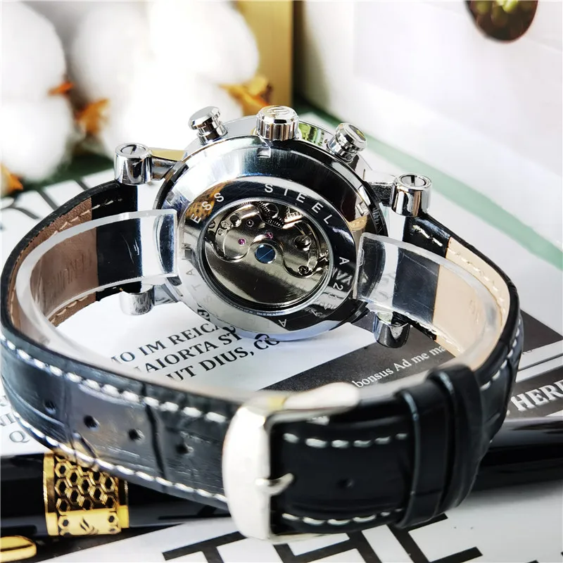 Forsining 2020 Tourbillion Classic Design Calendar Display Bezel Genuine Leather Automatic Watch Mens Watches Top Brand Luxury | Наручные