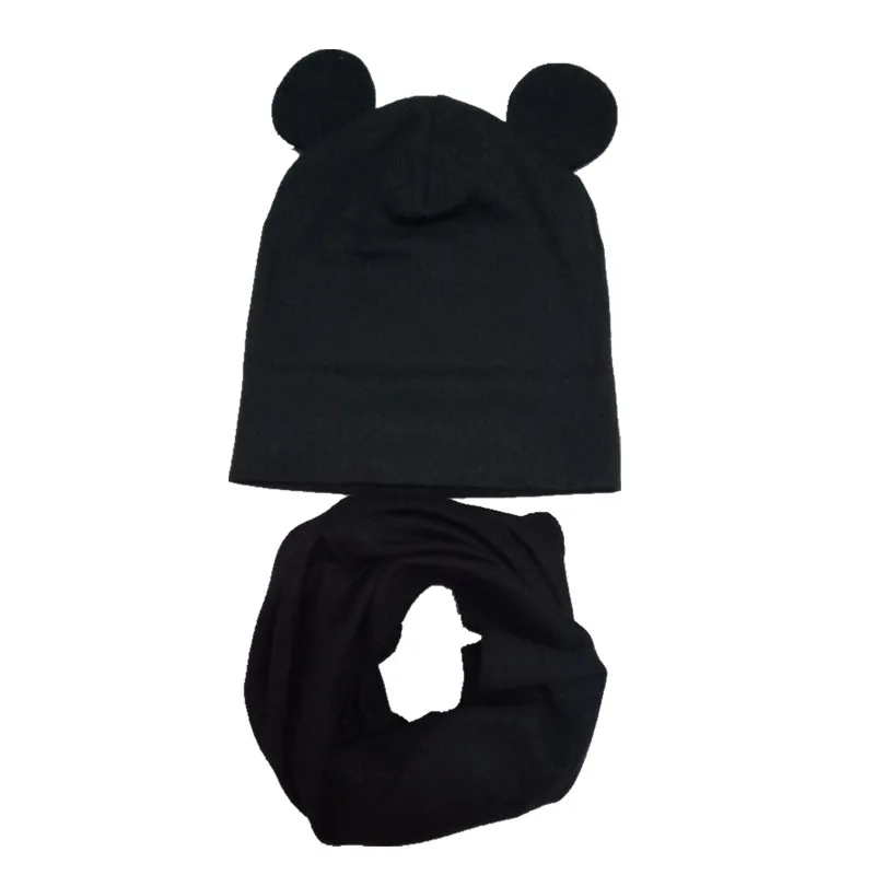 Весенне-осенний Детский комплект с шапочкой и шарфом Однотонный детский шейный