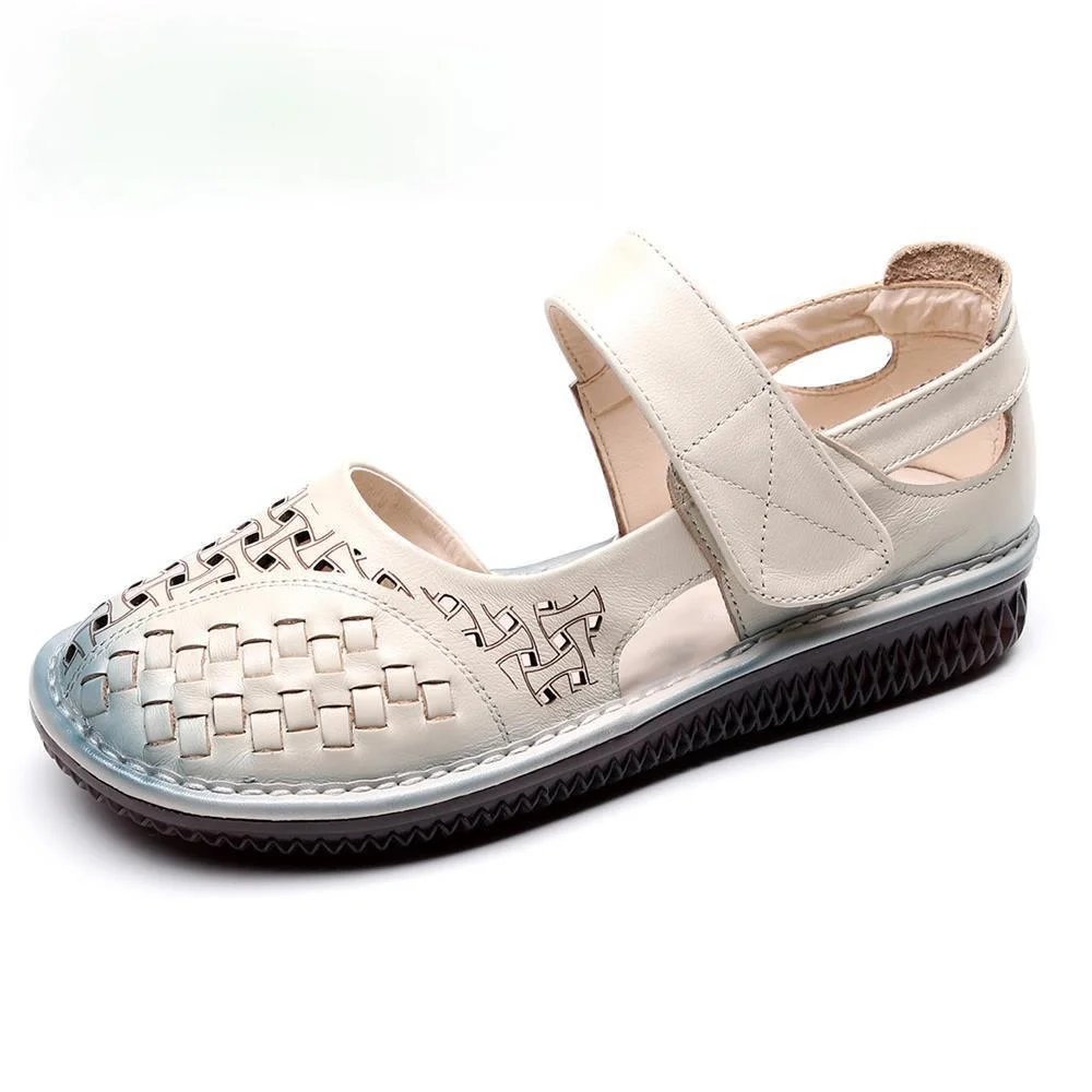 

Летняя женская обувь, кожаные сандалии-гладиаторы, Женские однотонные сандалии из натуральной кожи с круглым носком, женские сандалии