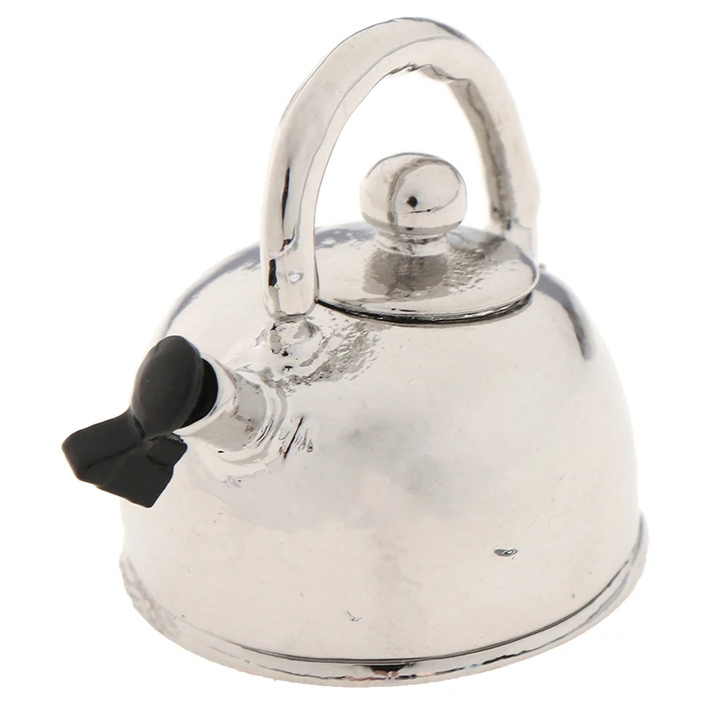 

1:12 Dollhouse Miniature Metal Tea Kettle/Tea Pot Classic Pretend Play Furniture Toys For Kitchen Accessories Decoration