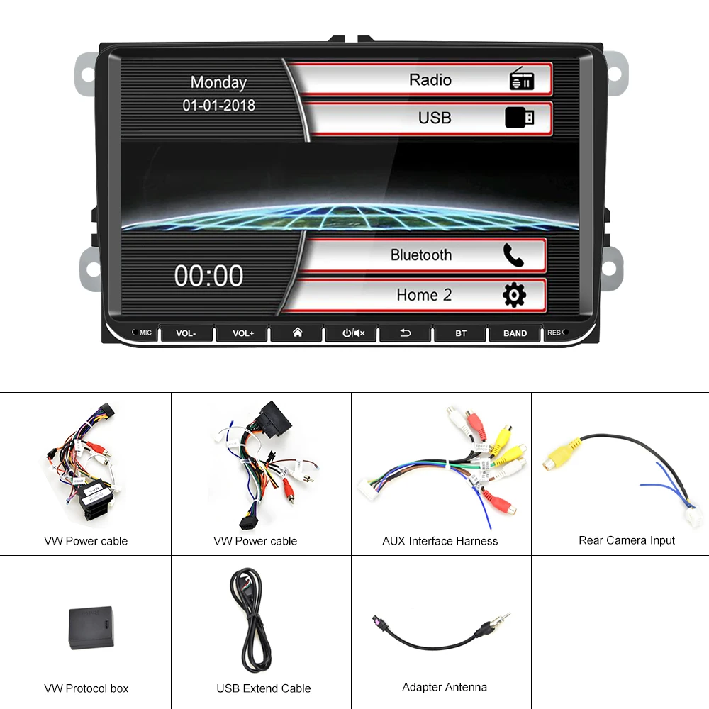 Автомобильный мультимедийный плеер AMPrime автомагнитола с сенсорным экраном для