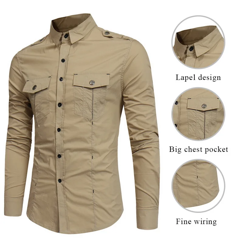 Мужская Однотонная рубашка с длинным рукавом CYSINCOS повседневная облегающая