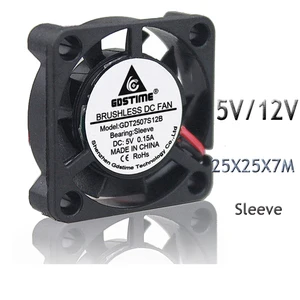 Мини-вентилятор охлаждения GDSTIME 25 мм 25x25x7 мм 12 В с 2-контактным бесщеточным радиатором, 5 В