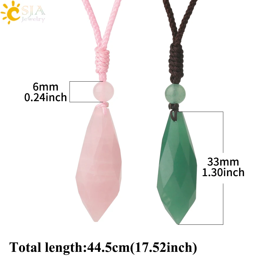 Ожерелье CSJA длинное ожерелье с подвеской в виде капли воды ограненный природный