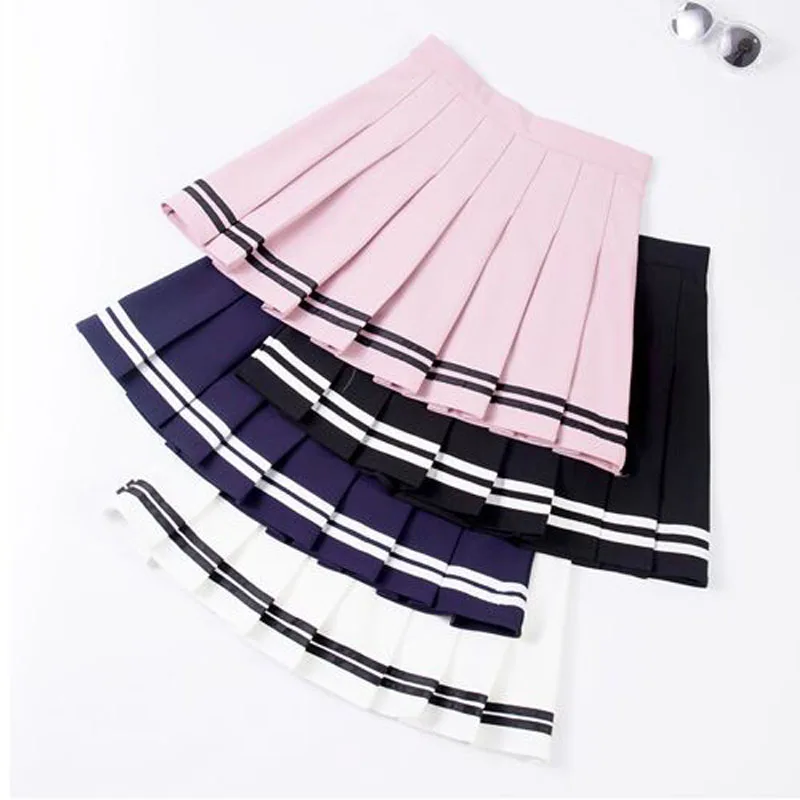 

2021 high waist pleated skirts Kawaii Harajuku Skirts women girls lolita a-line sailor skirt Large Size Preppy school uniform