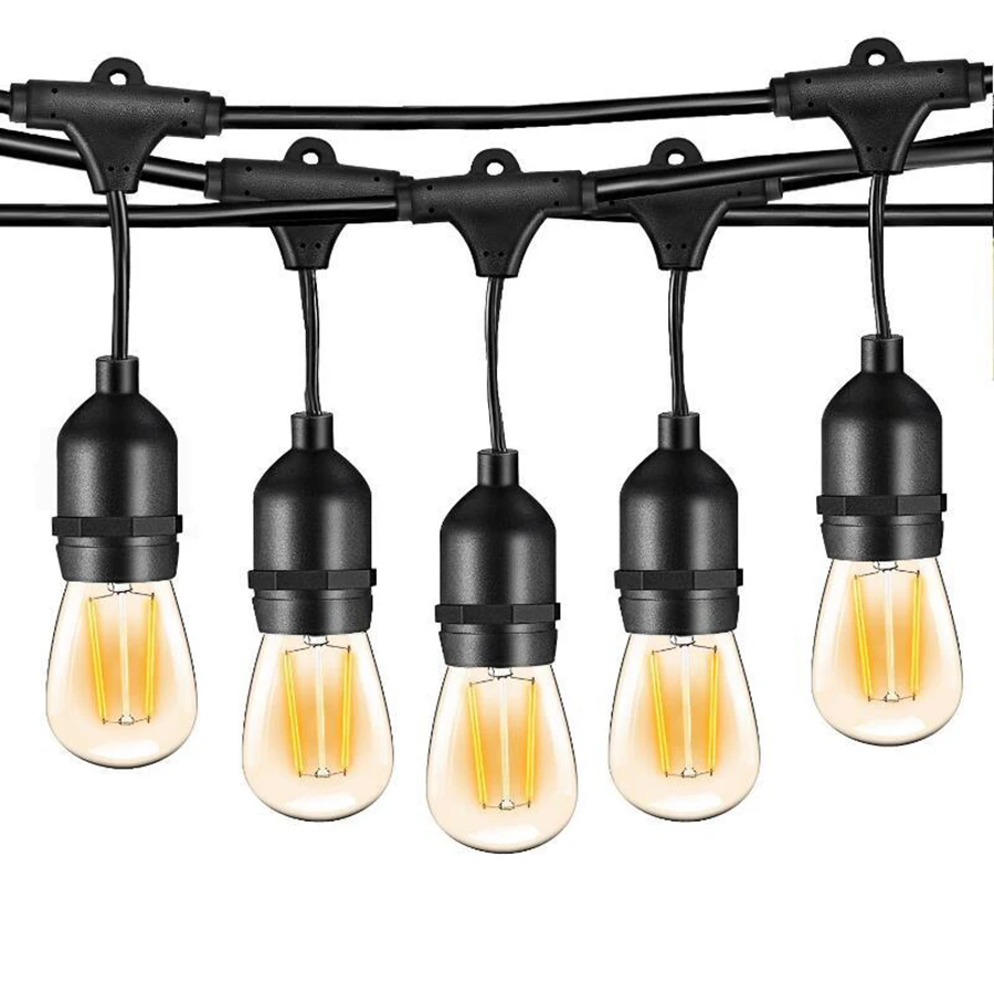 10M with 10pcs Bulb Thrisdar 10 м S14 струнный светильник с 10 шт. E27 светодиодный Ретро лампа накаливания Эдисона уличный сад патио Праздник Гирлянда светильник - Испускаемый цвет: 10M with 10pcs Bulb