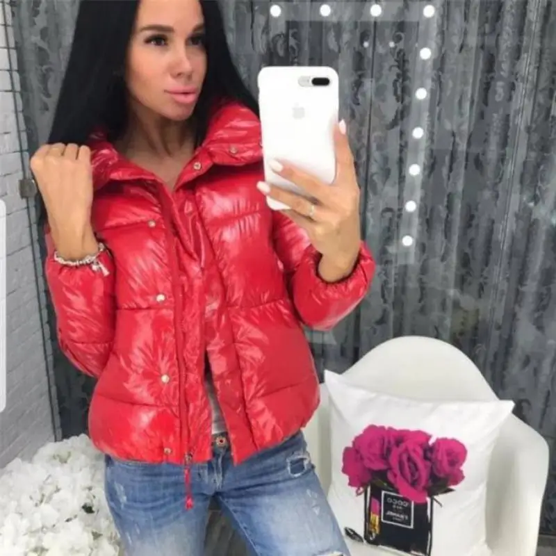 2019 Новая Осенняя зимняя короткая куртка Mujer Женская тонкая с длинным рукавом