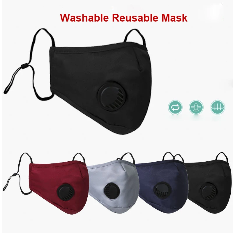 

50pcs/lot Cotton Black Mouth Face Masks Anti PM2.5 Dust Mask Washable Reusable Mouth Cover + 100pcs 5ply filters PM25 Masker