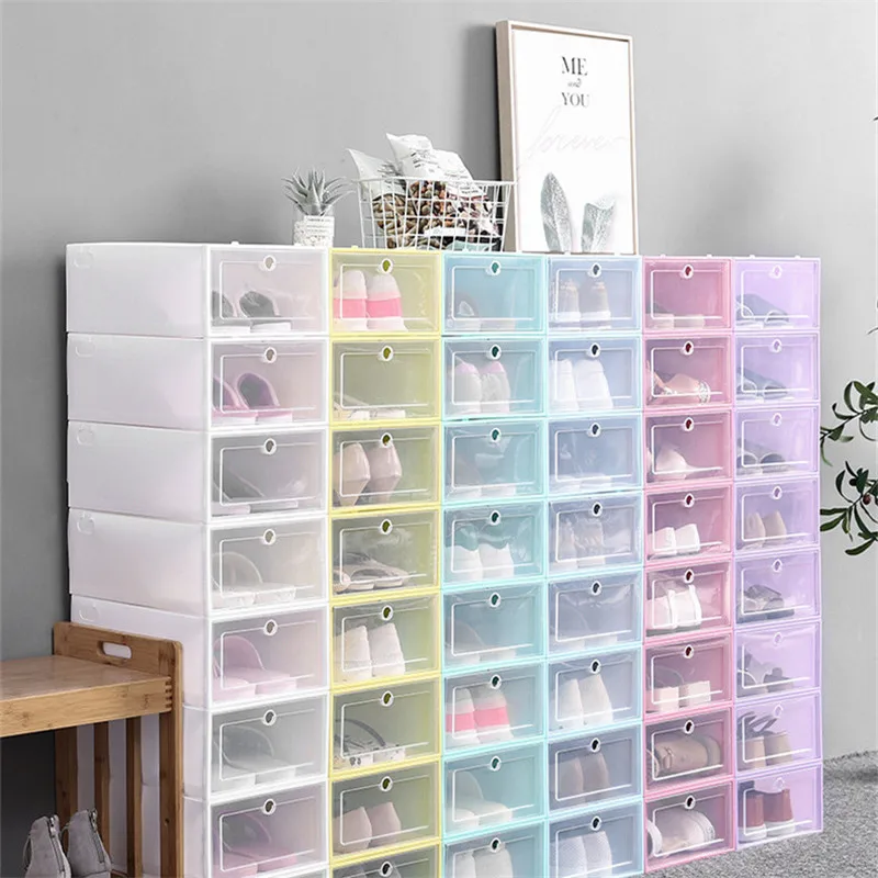 

Transparent Shoe Box Storage Shoe Boxes Thickened Dustproof Shoes Organizer Box Can Be Superimposed Combination Shoe Cabinet