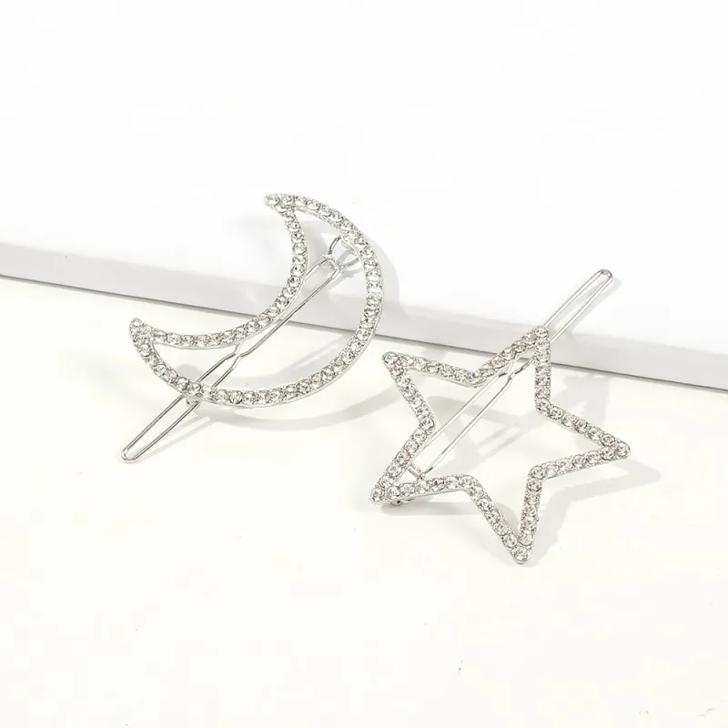 Горный хрусталь Луна Звезда 2 шт./компл. заколки для волос женщин девушек