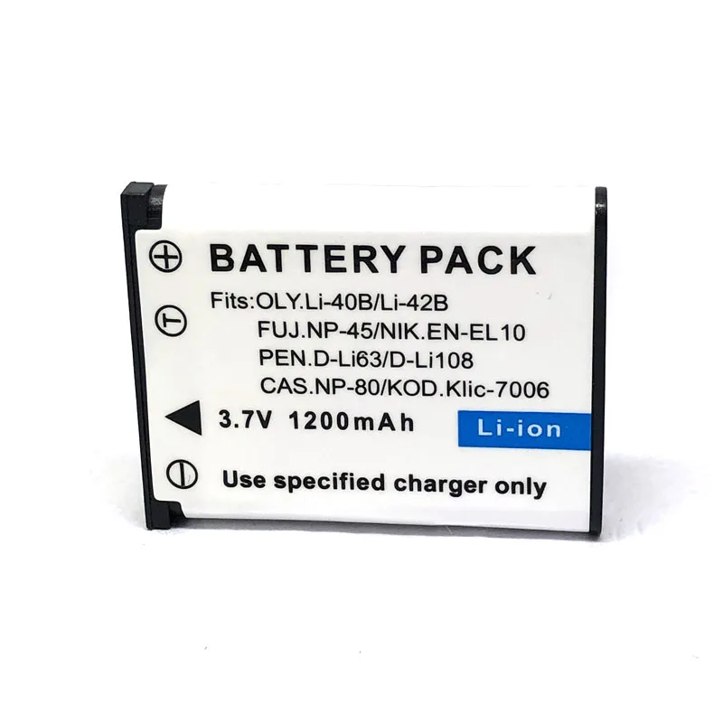 

Li-42B Li42B Li 40B 42B Li-40B D-Li63 NP-45 EN-EL10 D-Li108 NP-80 NP-82 KLIC-7006 Battery for Olympus Pentax Fuji Fujifilm Nikon