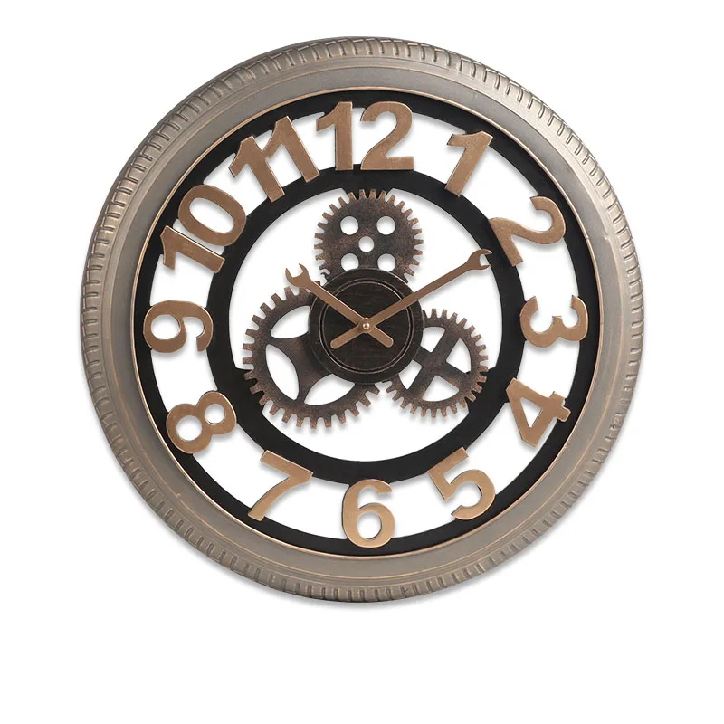 Ретро механизм металлические настенные часы Шестерня бесшумные украшения для