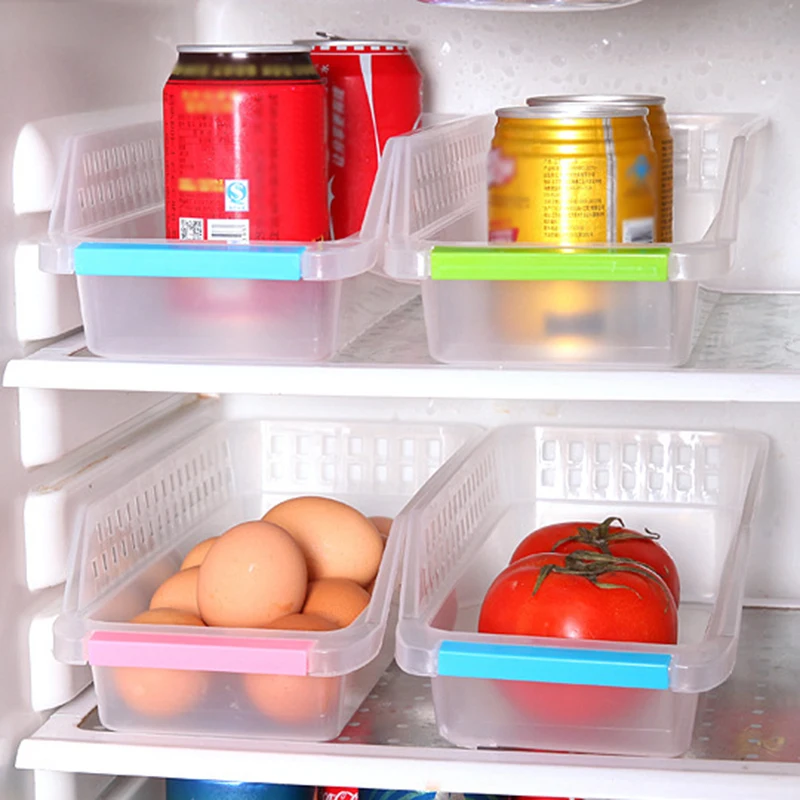 1pcs Fridge Freezer Shelf Storage Baskets Hollow Out Holder Refrigerator Food Box Rack Plastic Drawer Organizer | Дом и сад