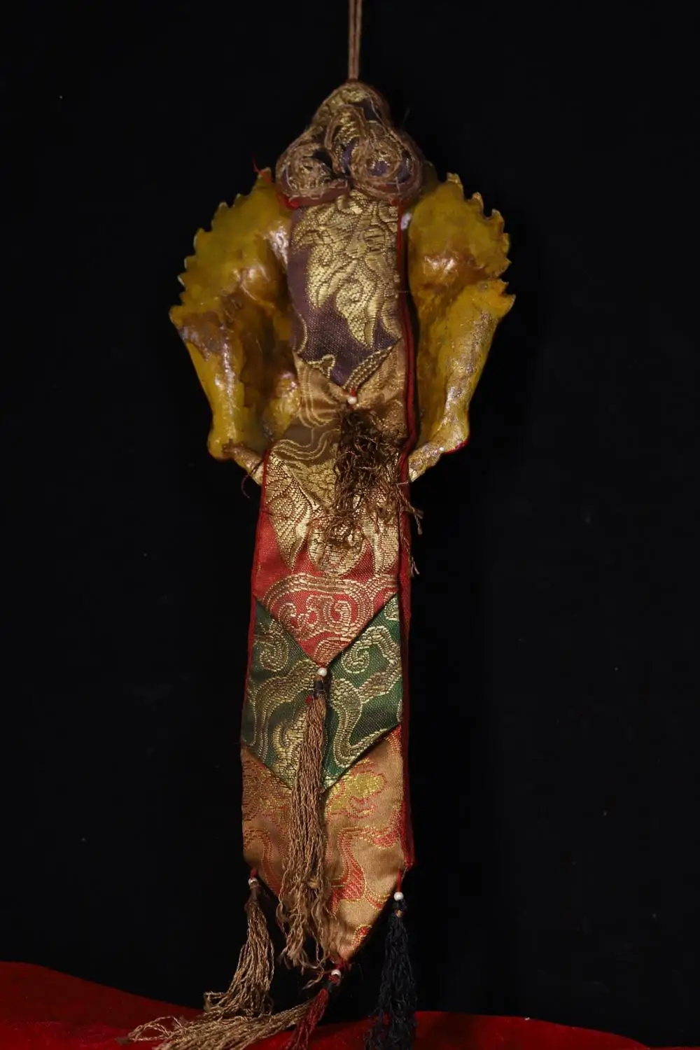 

wedding decoration Tibetan monastery collection bronze ware hand-tapping chisel carved color Vajra statue mask Pendant