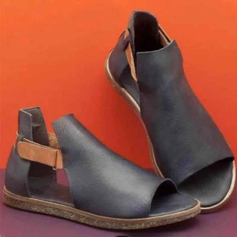 

Summer Women Flat Sandals Hollow out Ladies Peep Toe PU Leather Flat Shoes Woman Peep Toe Casual Rome Fashion Female Shoes 2020
