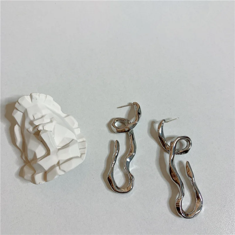 2019 корейские Металлические геометрические серьги с изогнутой линией для женщин