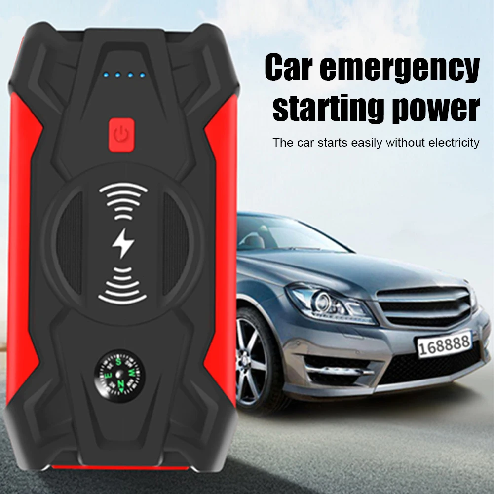 

12V Wireless Charging 28000mAh Car Jump Starter Portable Battery Emergency Auto Battery Booster 5V/1A USB Output LED Flashlight