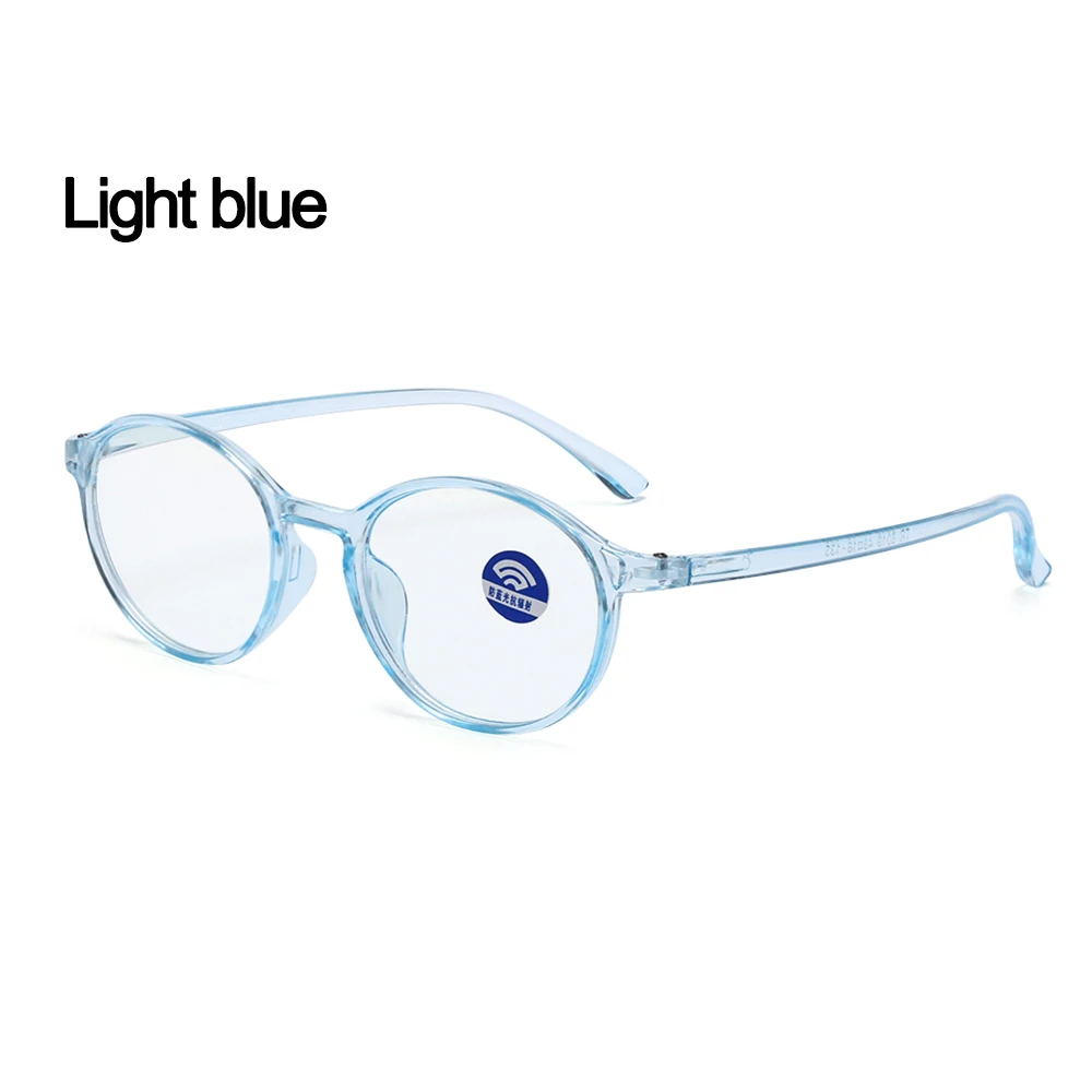 Light Blue 1 шт., классическая круглая оправа TR90, плоское зеркало, анти-синий светильник, очки для защиты от излучения, ультра-светильник, гибкие очки для ухода - Цвет оправы: Light Blue