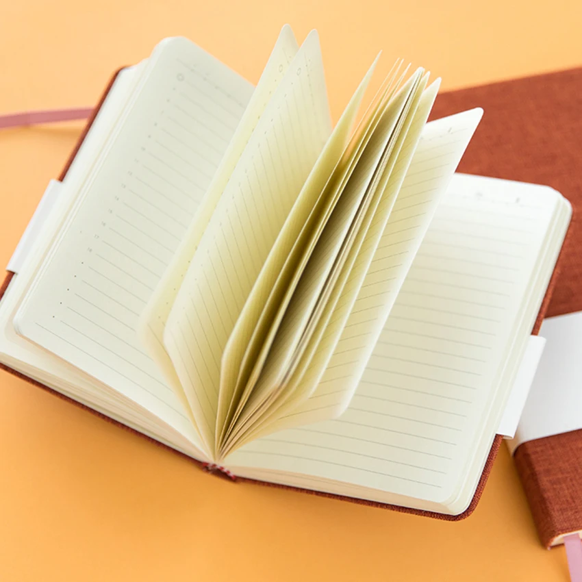 A5 A6 одноцветная записная книжка каждый месяц молочный планировщик 240 страница, линия/сетка страница, хлопчатобумажная наволочка, 100 г бежевая бумага