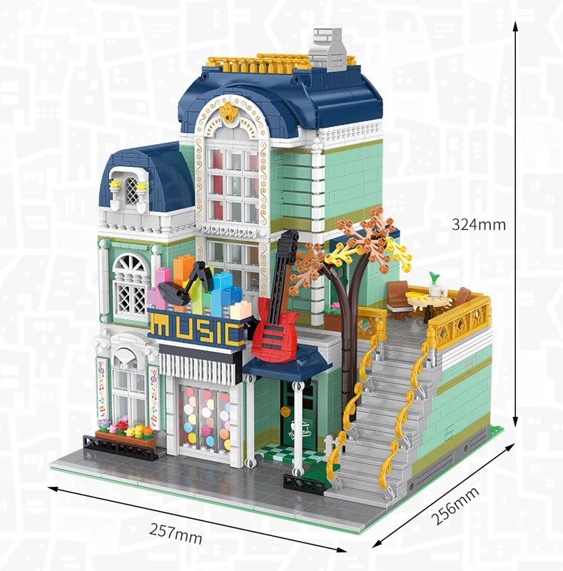 

construction blocks The Music Store City street view Constructor Streetcape model Building Blocks building toys birthday present
